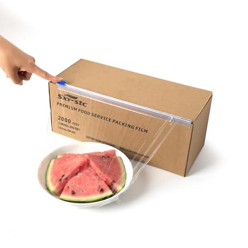 Plastic Food Wrap Thick Enough for daily use Stronger for Comercial Use Durable With Slide Cutter 12"wide 2000 Feet long Home and Commercial Use Food Service