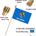 Oklahoma Handheld Flag 4x6 Inch 12 Pack American State Of Oklahoma OK Small Flag On Wood Stick Pole with Spearhead Bright Colors Polyester Indoor Outdoor