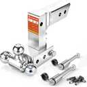 2.5" Adjustable Trailer Hitch 6 Inch Drop/Rise Tow Hitch Tri Ball Mounts
