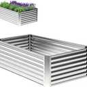 6x3x1ft Rectangle Galvanized Raised Garden Beds kit，Large-Capacity Metal Planter Garden Box Outdoor,Metal Garden Bed for Vegetables，Flower，Fruits，Steel Raised Beds for Backyard Gardening-1PC