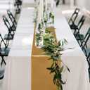 10 Pack Satin Table Runner 12 x 108 Inch Long Old Gold Silk Table Runner for Wedding Party Banquet Birthday Decoration