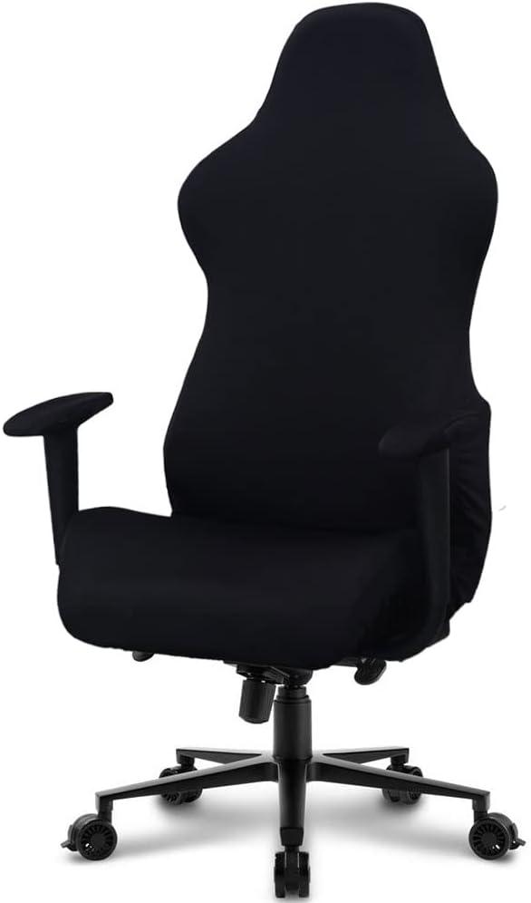 Deisy Dee Slipcovers Cloth Stretch Polyester Chair Cover for Reclining Racing Gaming Chair (Only Chair Covers) (Black)