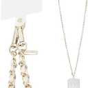 Case-Mate Crossbody Phone Lanyard [Works with All Phones] Hands-Free Strap - Leather Cell Phone Charm - Neck Chain Holder for iPhone 16 Pro Max /15 Pro Max /14/13/12/S25 Ultra - Gold Chain Tan Leather
