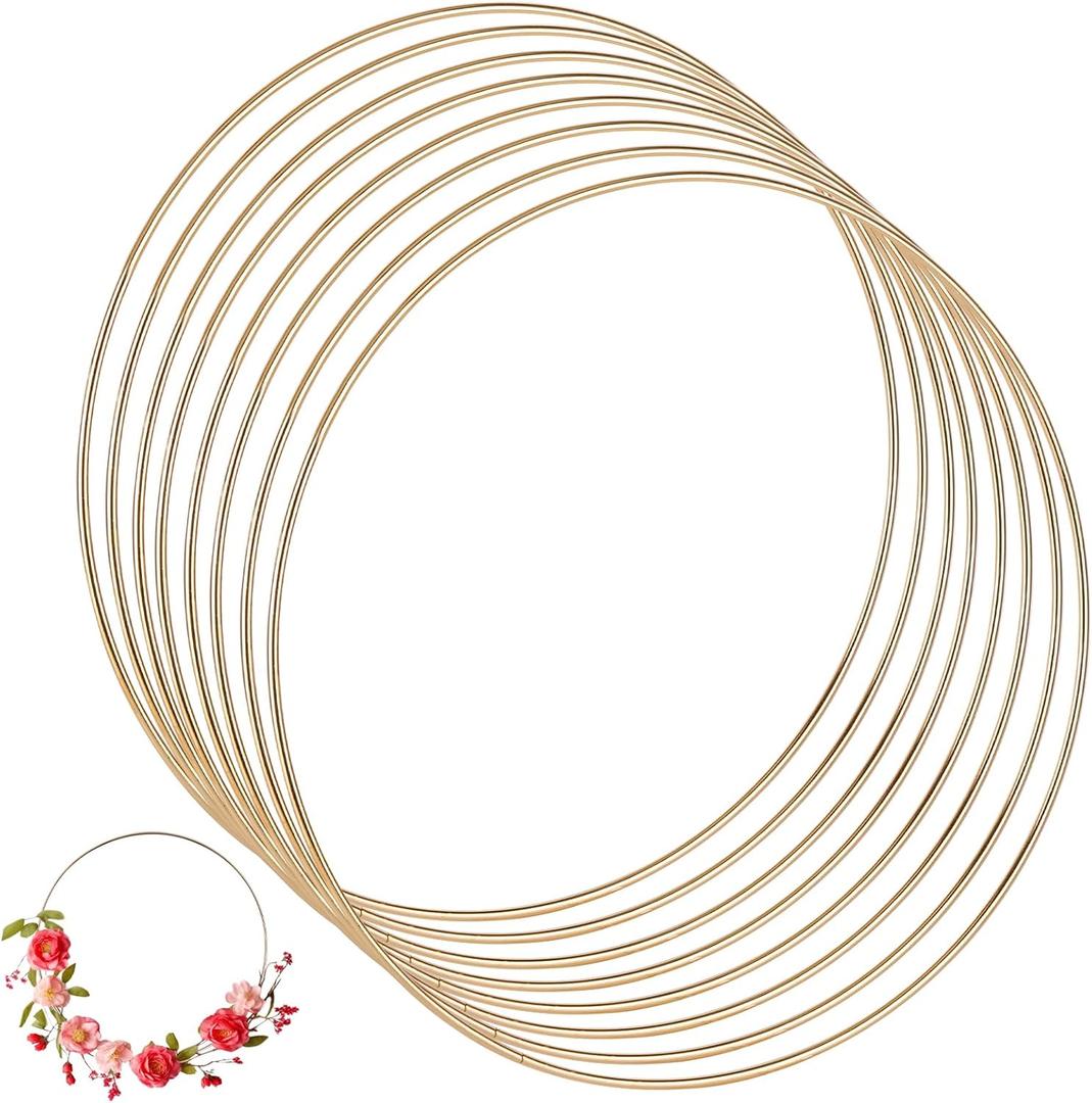 8Pcs Metal Floral Hoops Wreath 12 Inch Dream Catcher Macrame Rings for Wedding Wreath Decor, Table Centerpieces, Wall Hanging Crafts