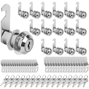 Cam Locks Cabinet Locks Keyed Alike, 1-1/8'' (Length) Cylinder Secure Files Drawers RV Storage Locks Replacement Set, Zinc Alloy Chrome Finish (1-1/8 Inch 16Pcs)