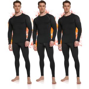 OYGSieg 3 or 2 Set Men's Thermal Underwear Long Johns with Fleece Lined, Thermals for Men Base Layer Cold Weather Top Bottom (Large)