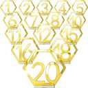 Velidy Table Numbers,1-20Wedding Acrylic Standing Table Numbers with Holder Base for Wedding, Party, Events or Catering Decoration (Gold)