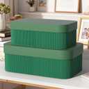 Decorative Storage Boxes with Lid - Multi-Purpose Cardboard Organizer Bins for Your Home Decor, Set of 2 Decorative Containers Organizer Box Store Your Picture, Documents, Memory Box Keepsakes (Green)