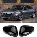 1Pair Black Side Mirror Cover Cap Housing Compatible with Honda Accord 2018 2019 2020 2021 2022 without Turn Signal, Direct Replacement, 87945-52251, 87915-52251