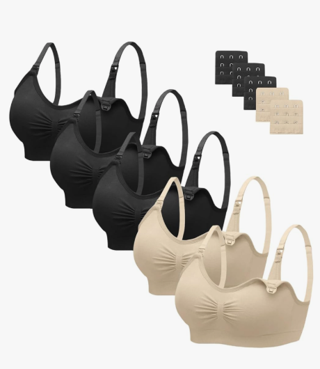 Angelhood Nursing Bra 2 Pack Women's Maternity Breastfeeding Seamless Wireless Sleep Bra with Extenders