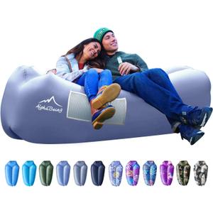 AlphaBeing Inflatable Lounger Beach Chair Accessories, Air Sofa Hammock Inflatable Couch for Camping Backyard Lakeside with Compression Sacks, Ideal Outdoor Gifts for Adults (SPACE GRAY)