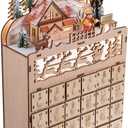 Clever Creations Wooden Christmas Advent Calendar, Countdown to Christmas, LED Holiday Decoration, Battery Operated, Reindeer Village