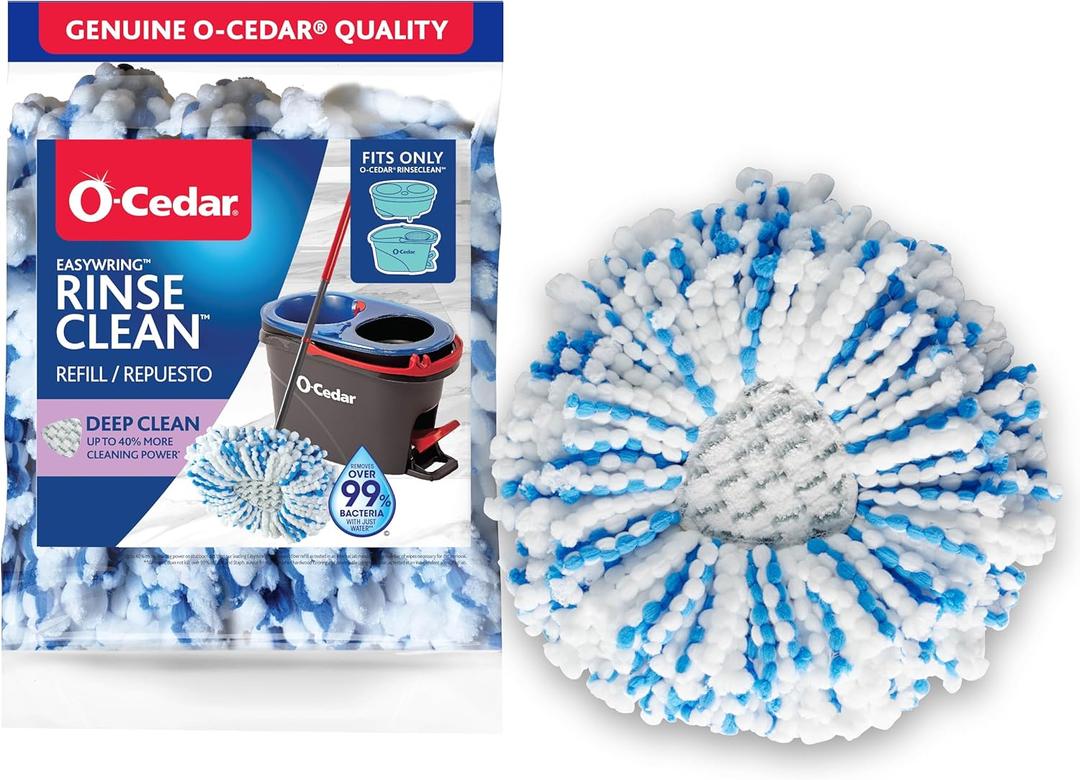 O-Cedar Genuine RinseClean Deep Clean Spin Mop Head Replacement (1-Pack) | 40% More Cleaning Power | Microfiber Refill | Machine Washable | Compatible with O-Cedar EasyWring RinseClean Spin Mop System