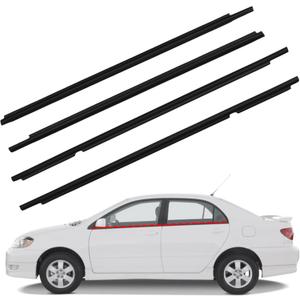 4Pcs Window Moulding Trim Weatherstrip Window Seal Belt Compatible with 2003 2004 2005 2006 2007 2008 Toyota Corolla Replaces 75730-02180 75710-02200 75740-02180 75720-02200