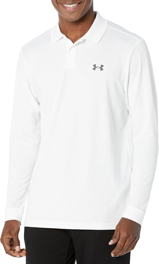 Under Armour Mens Matchplay Longsleeve Golf Polo (X-Large, (100) White / / Pitch Gray)