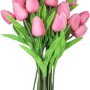 10-Heads Tulips Artificial Flowers Arrangement Centerpiece Decoration Flowers for Wedding Flowers Bouquets Office Desk (Pink)