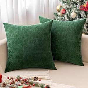 MIULEE Pack of 2 Aqua Green Decorative Pillow Covers 18x18 Inch Soft Chenille Couch Spring Throw Pillows Farmhouse Cushion Covers for Home Decor Sofa Bedroom Living Room
