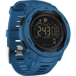 Findtime Men's Digital Watch Waterproof Pedometer Watches Sport Watch Step Counter Calorie Military Watch with Stopwatch Alarm LED Backlight Countdown (Blue)