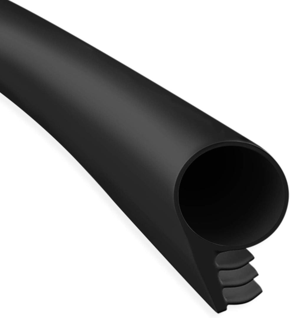 TMH Premium Pure Silicone Kerf Weather Stripping Door Seal, Window and Door Frame Sealer Bulb/Ring Shape, Black - 20 Feet