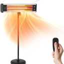 SereneLife Infrared Patio Heater, Electric Patio Heater for Indoor/Outdoor Use, Portable Stand Heater with Remote Control, 1500 W, for Restaurant, Patio, Backyard, Garage, Decks (Black)