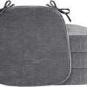 D-Shaped Chair Cushions for Dining Chairs, 2.5 Thick Chair Pads with Washable Comfortable Textured Cover, Non Slip Kitchen Chair Cushions with Ties, 16.5" x 16.5", 4 Pack, Dark Grey