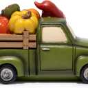 Hodao Thanksgiving Gnome Car Figurine with Pumpkins  Fall Harvest Festival Decor, Autumn Pumpkin Car Statues for Home, Kitchen, Table Centerpiece, Thanksgiving Decoration (Green)