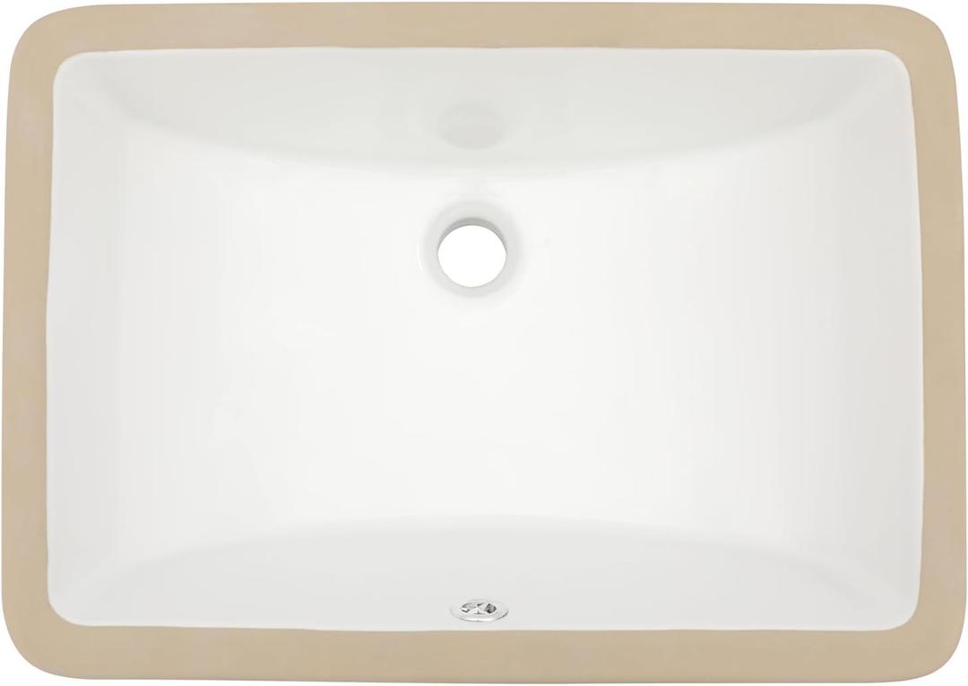 Dcolora Undermount Bathroom Sink Rectangle 16"x12" White Porcelain Ceramic Rectangular Vessel Sink Under Counter Lavatory Vanity Bath Sink Bowl Basin With Overflow