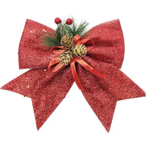 allgala Christmas Decorative Bows for Wreath Garland Treetopper Christmas Tree (07" Med Red 4-PK)-XBW93024