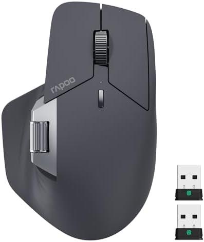 Rapoo MT760 PRO Wireless Mouse, NearLink + Bluetooth 5.0 Multi-Device, 12K DPI, 2K Polling, Ergo for Work & Gaming, 11 Programmable Buttons, On-Board Memory, Quiet Clicks, USB-C, 120 Days Battery Life