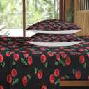 Queen Size Bed Sheet Sets, Red Black Cherry Fruit Soft Microfiber 4 Pcs Bedding Sets for Kids and Adults Bedroom Bed Decor, Retro Leaf Summer Flat, Fitted Sheet and 2 Pillowcases (Cherries)