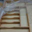 Silverware Drawer Organizer - Trim-to-Fit with Adjustable Dividers for Kitchen Utensil Storage, Beech Wood Frame with 11 Sizes (24.63" W x 22" D)