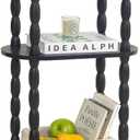 MaxSmeo Small Narrow Side Table, 3-Tier Narrow End Table with Storage, Skinny Side Table Nightstand for Small Space, Bedrooms, Living Room (Black)