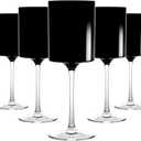 Black & Clear Two-Tone Wine Glass Set - 14 Oz (5 Pieces) - Elegant, Sophisticated Design for Upscale Events & Unforgettable Moments  Ideal for Wine Tasting, Celebrations, and Gifting