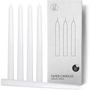 12 Pack White Taper Candles, 10 Inch Unscented Long Taper Candles White, Low Heat Romantic Candles for Couples, Wedding, Home Decoration, Dinner