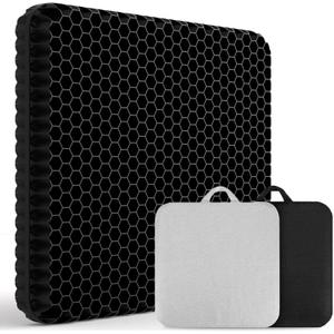Extra-Large Gel Seat Cushion for Long Sitting - Back, Hip, Tailbone Pain Relief Cushion - Gel Seat Cushion for Office Chair, Cars - Egg Seat Gel Cushion for Wheelchair Pressure Relief Black