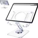 360 Rotating Acrylic Tablet Stand, Adjustable Desk Stand Foldable Clear Holder Stands Compatible for iPad Pro, Air, Mini, Kindle, Surface Pro, Galaxy Tab, Phone, 4-13",Clear
