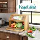 Bread Box for Kitchen Counter, Large Bamboo Wood Double Layer Bread Box, Wooden Bread Storage Capacity