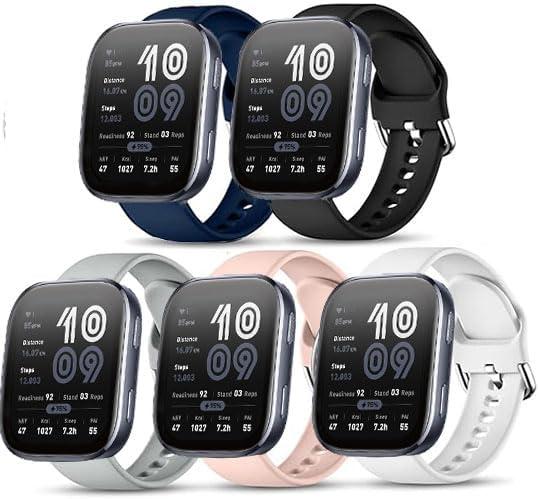 Compatible with Amazfit Bip 6 Watch Bands, Soft Silicone Adjustable Straps Quick Release Replacement Wristbands (5-PACK)