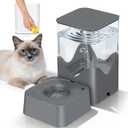 Gravity Cat Water Dispener, 2.8L Automatic Water Dispenser with Removable Filter Bowl, No Spill Pet Slow Water Bowl for Cats & Small Dogs, Innovative Lift-Off Lid Design for Easy Hand Cleaning
