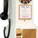 Antique Telephone - Rotary Dial Landline Phone Model Vintage Classic Phone Props Retro Wall Mounted Crafts Ornaments Cafe Bar Window Booth Decoration - 9.8''L x 6.3''W x 19.7''H, White