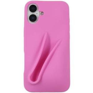 Nkkomura Soft Touch Silicone Lip Gloss Phone Case for iPhone 16 Plus, Minimalist Matte Design, Shockproof & Anti-Fingerprint Cover (Hot Pink)