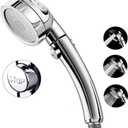 Marbrasse High Pressure Shower Head, 3-Settings Handheld Showerhead with ON/Off Full Shutoff Push Button and Switch to Control Flow, Angle-Adjustable Water Saving Body Sprays(Chrome)