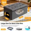 3-in-1 Cat Litter Box Enclosure with Odor Control, Multi-Functional Hidden Litter Box Furniture Bench, Dog Proof, Space-Saving Ottoman Cabinet with Flip-Up Lid, Extra Large, Dark Grey