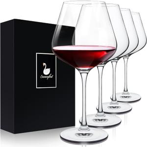 Crystal Red Wine Glasses Set of 4 16 oz Elegant Long Stem Wine Glasses in Gift Box, Premium Glassware for Wedding, Anniversary, Birthday Gifts