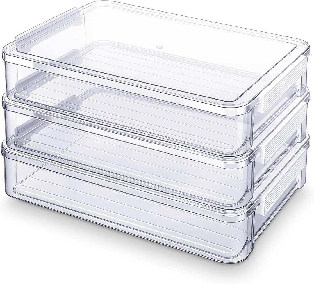 Leinuosen 3 Pcs 6 Qt Clear Plastic File Storage Boxes with Latches & Lids 9 x 13 Stackable Portable Project Case Storage Bins Certificate Organizer Container for A4 Paper School Supplies
