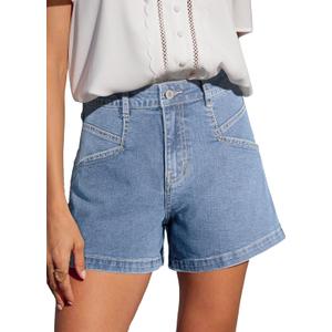 Sidefeel Women's Denim Shorts High Waisted Stretchy Jean Shorts with Pockets Iceland Blue Size 10