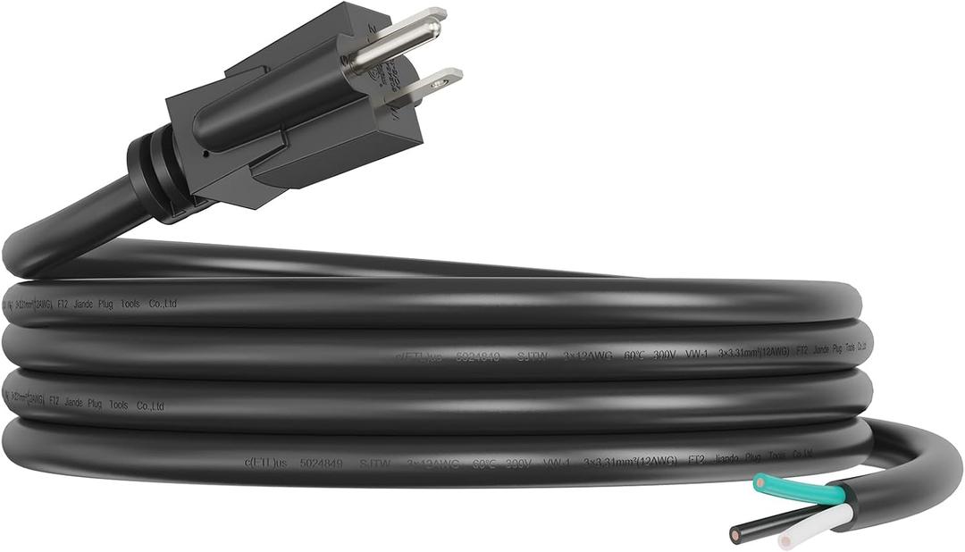 Replacement Power Cord 10 FT, 12 Gauge, 3 Prong, Heavy Duty, NEMA 5-15P, 15A 125V 1875W, ETL Listed (10FT)