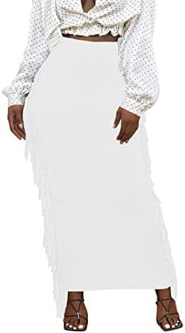 Lrady Women's Elastic Waist Slim Bodycon Side Tassels Long Maxi Pencil Skirts, Extra Large, White  Lrady Women's Elastic Waist Slim Bodycon Side Tassels Long Maxi Pencil Skirts, Extra Large, White