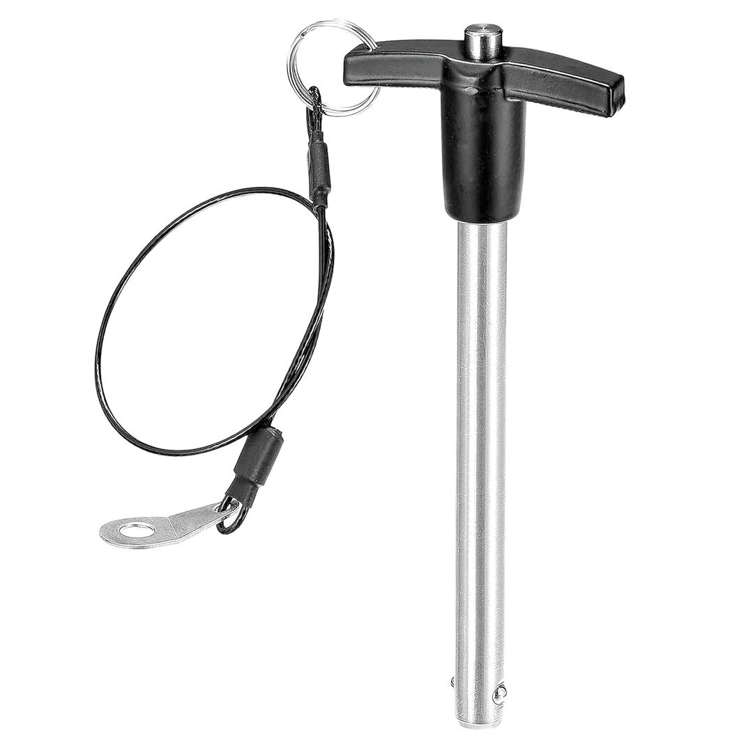 1Pc Stainless Steel T - Handle Lock Pins, 0.63""Pin Dia. 3.15""Usage Length Push-Button Quick Release Pin Safety Pin Handle Stop Pin with Lanyard Cable (Pin Dia(MM):16, Usage Length(MM):80)