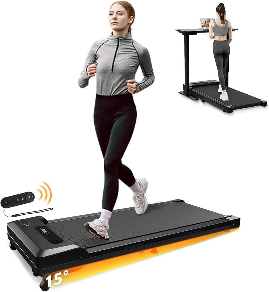 Walking Pad with Incline, 4 in 1 Under Desk Treadmill for Walking and Jogging, Portable Walking Treadmill with Remote Control Lanyard for Home, 2.5HP Low-Noise Desk Treadmill in LED Display